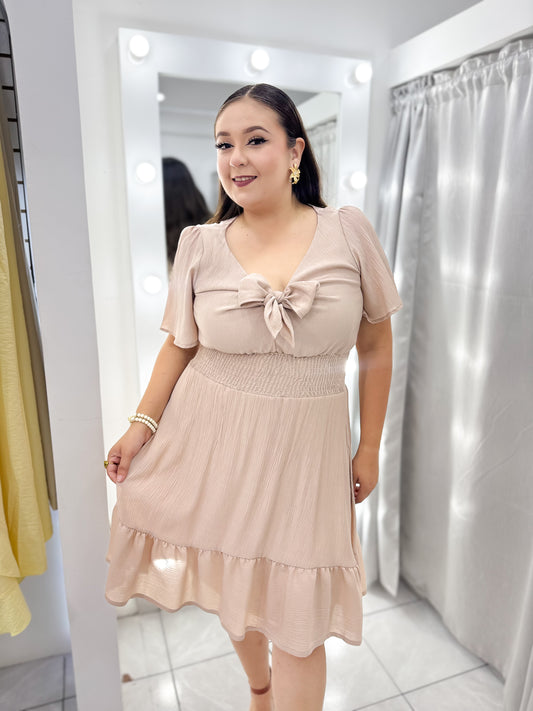 Vestido Corto Olivia Beige